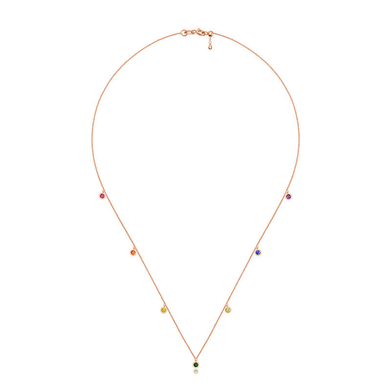 18k Gold Raindow Color Gemstone Necklace / Choker - Genevieve Collection