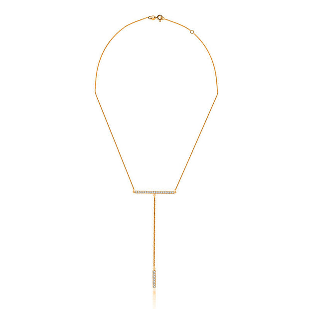 18k Gold Line Dangling Diamond Necklace - Genevieve Collection