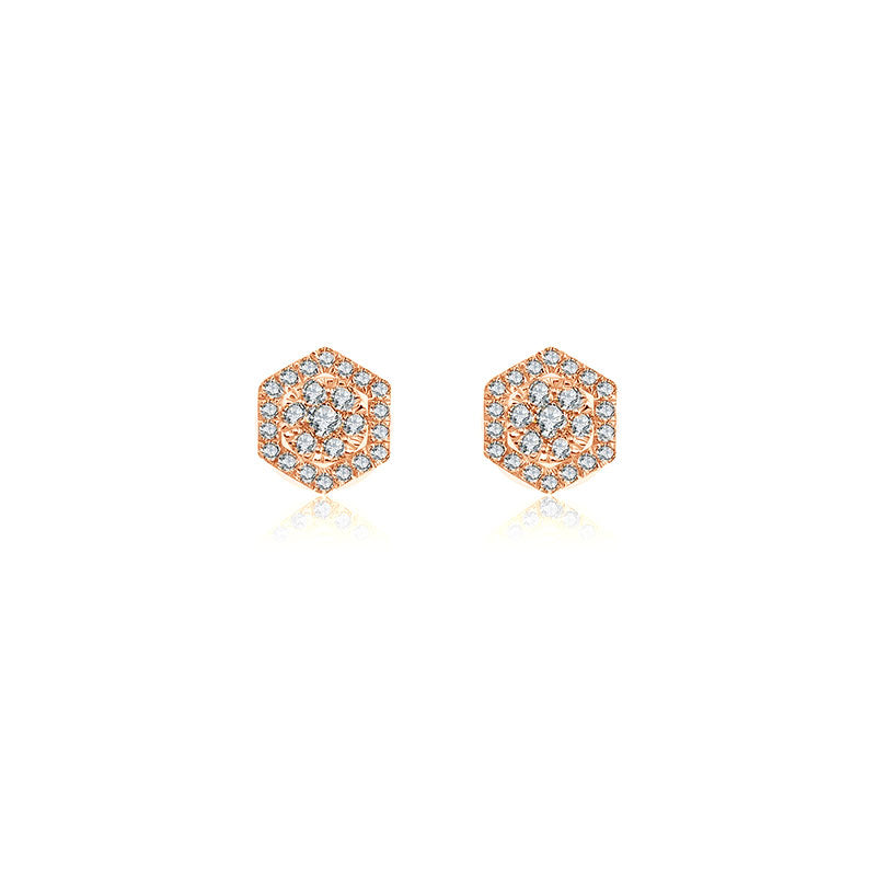 18k Gold 2 ways Hexagonal Diamond Earring - Genevieve Collection