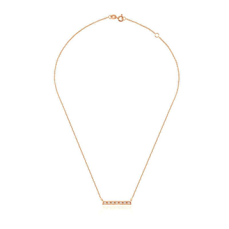 18k Gold Line Shape with Rectangle Diamond Necklace - Genevieve Collection