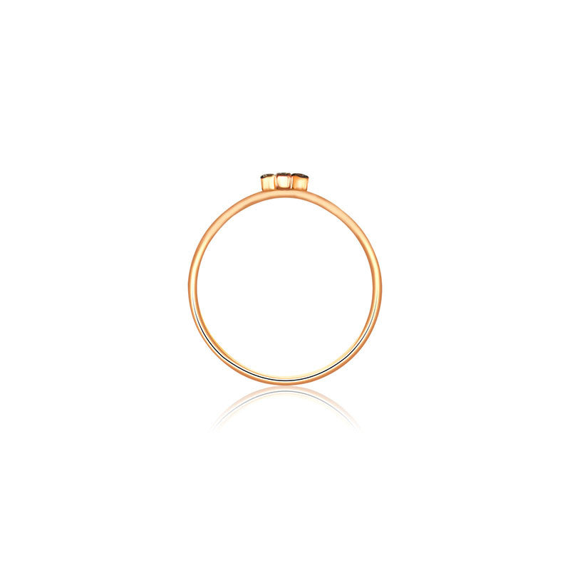 18k Gold Tetris T-Block Diamond Ring With Rose Gold - Genevieve Collection