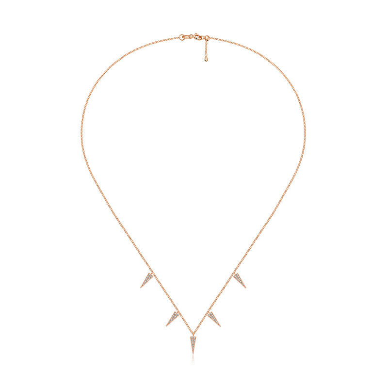 18k Gold Pointed Triangle Shape Diamond Necklace / Choker - Genevieve Collection