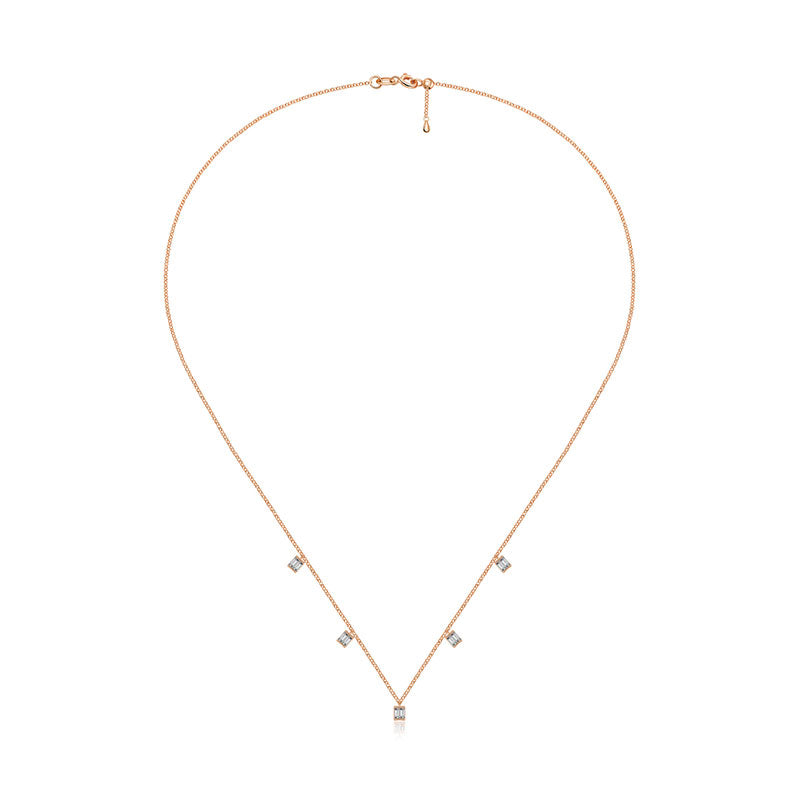 18k Gold Square Shape Diamond Necklace / Choker - Genevieve Collection