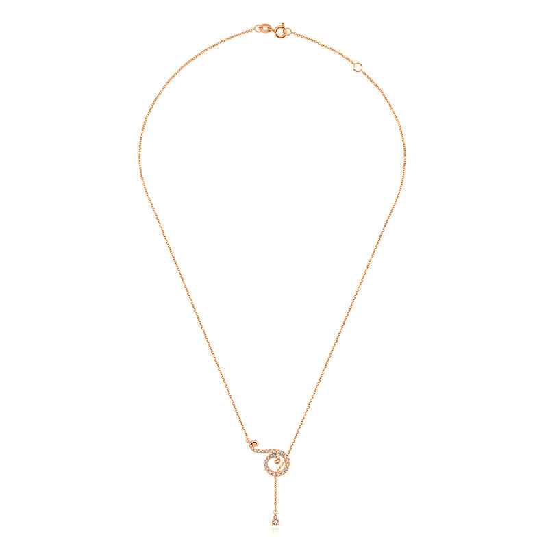 18k Gold Curve Shape Adjustable Diamond Necklace - Genevieve Collection