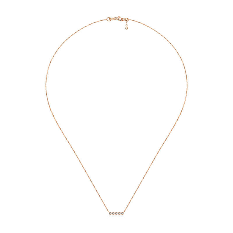 18k Gold Horizontal Dot Diamond Necklace - Genevieve Collection