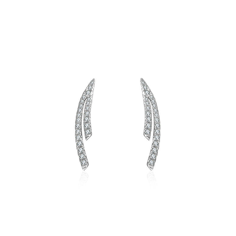 18k Gold Double Curve Diamond Earring - Genevieve Collection