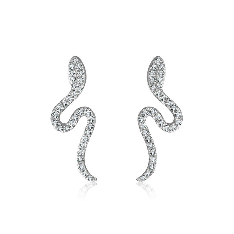 18k Gold Snake Shape Diamond Earring - Genevieve Collection