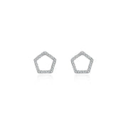 18k Gold Hollow Pentagon Diamond Earring - Genevieve Collection