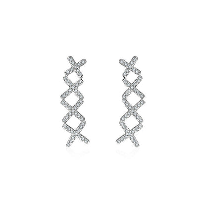 18k Gold Quadruple Cross Diamond Earring - Genevieve Collection