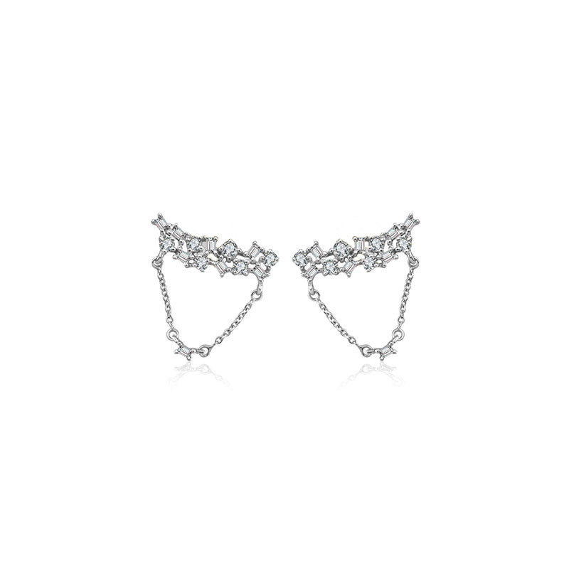 18k Gold Irregular Shape Chain Diamond Earring - Genevieve Collection