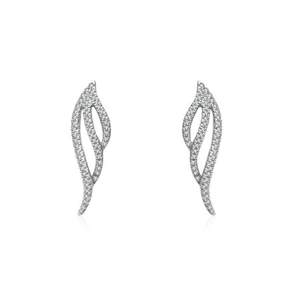 18k Gold Angel Wing Diamond Earring - Genevieve Collection