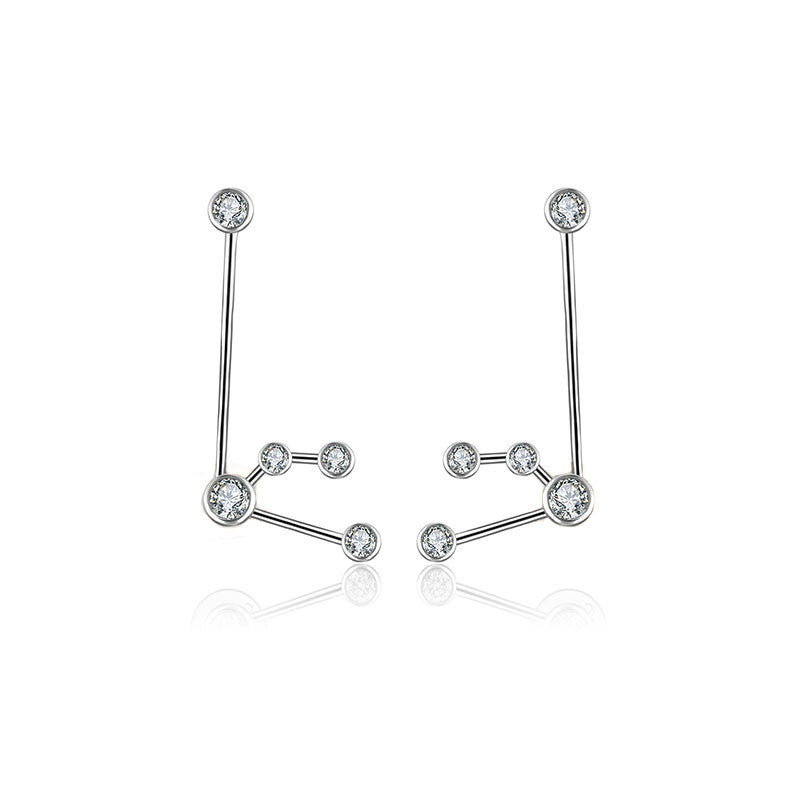 Aquarius Zodiac Constellation Earring 18k Gold & Diamond - Genevieve Collection