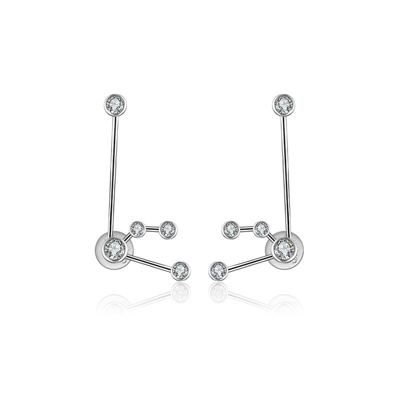 Aquarius Zodiac Constellation Earring 18k Gold & Diamond - Genevieve Collection