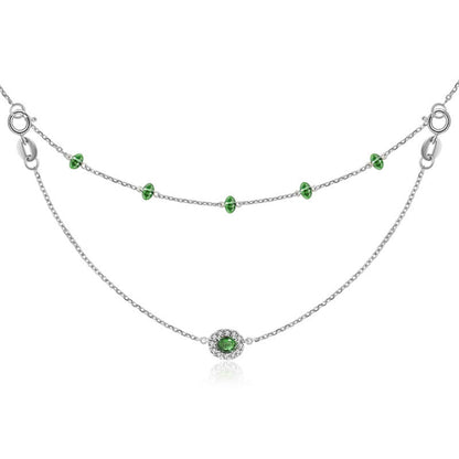 18k Gold 2 Ways By The Yard Emerald Bead Necklace - Genevieve Collection