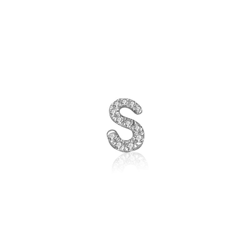 18k Gold Initial Letter "S" Diamond Pendant - Genevieve Collection