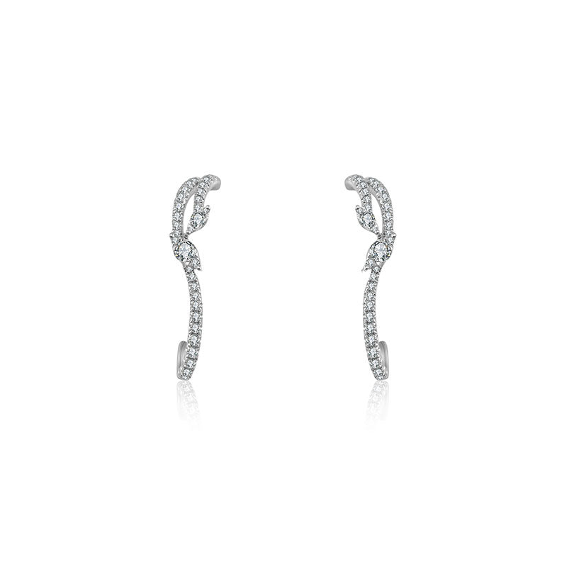 18k Gold Twisted Shape Half Hoop Diamond Earring - Genevieve Collection