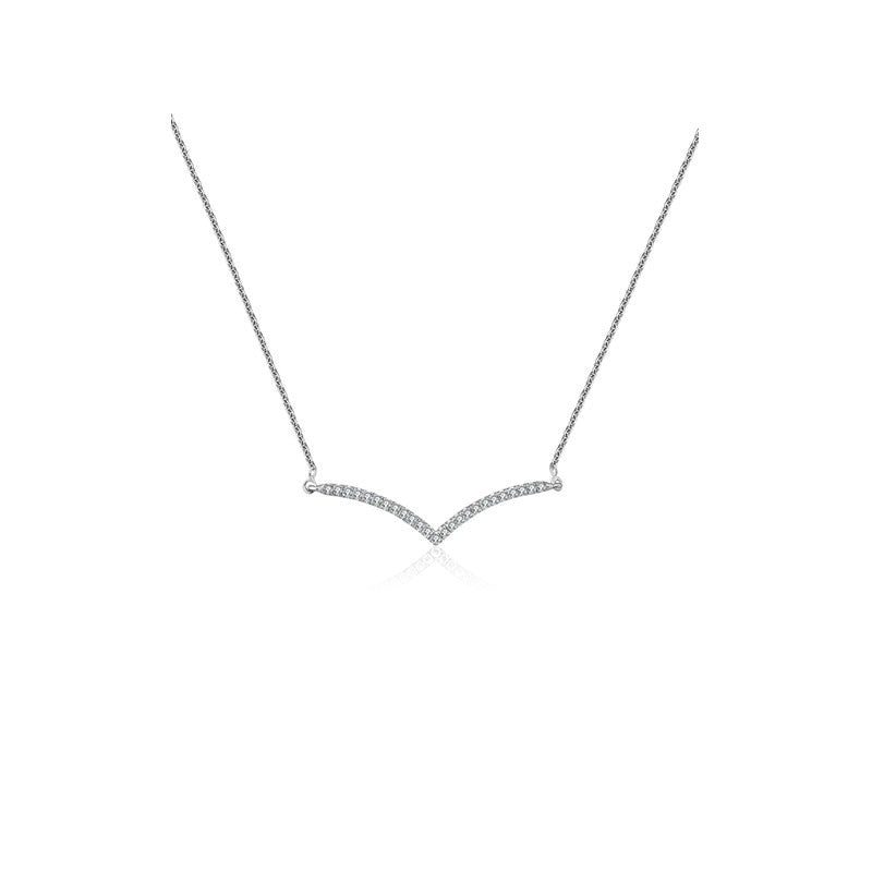 18k Gold Double Curve Diamond Necklace - Genevieve Collection