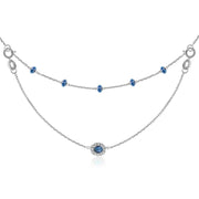 18k Gold 2 Ways By The Yard Sapphire Bead Necklace - Genevieve Collection