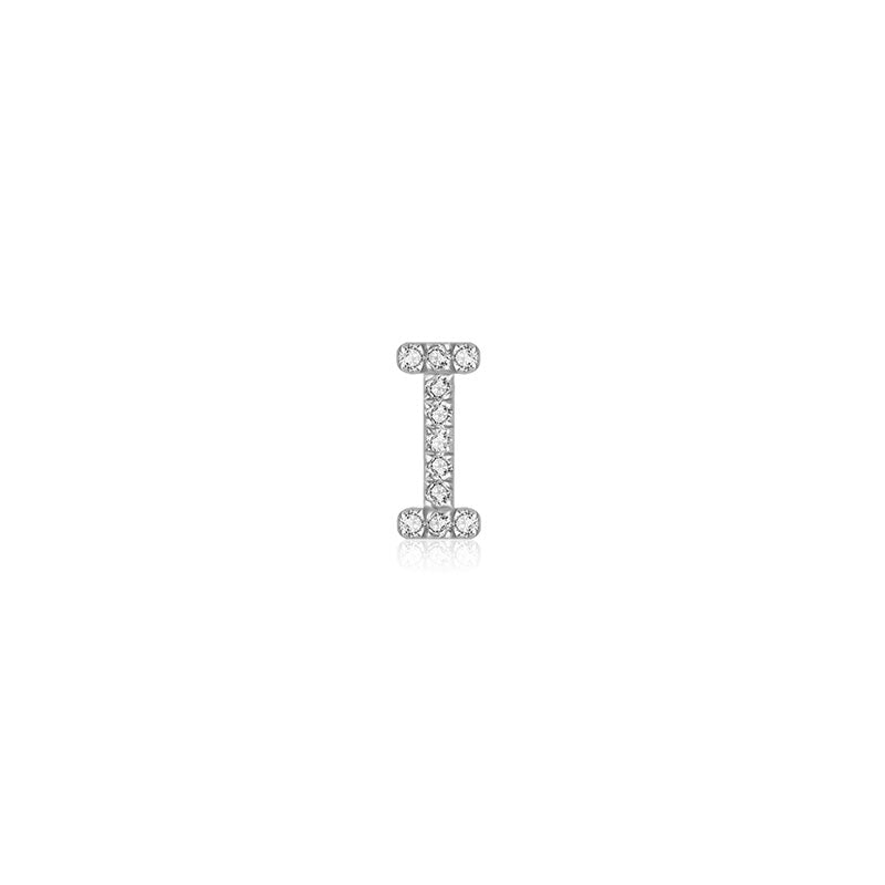 18k Gold Initial Letter "I" Diamond Pendant - Genevieve Collection