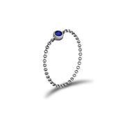 18k Gold September Birthstone Sapphire Chain Ring - Genevieve Collection
