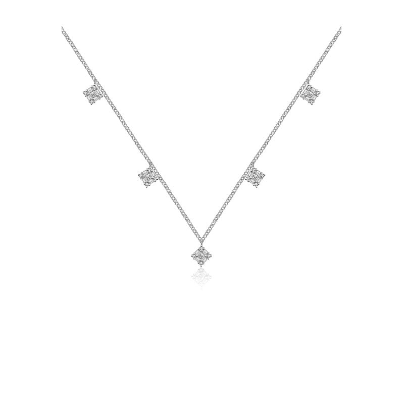 18k Gold Rhombus Shape Diamond Necklace / Choker - Genevieve Collection