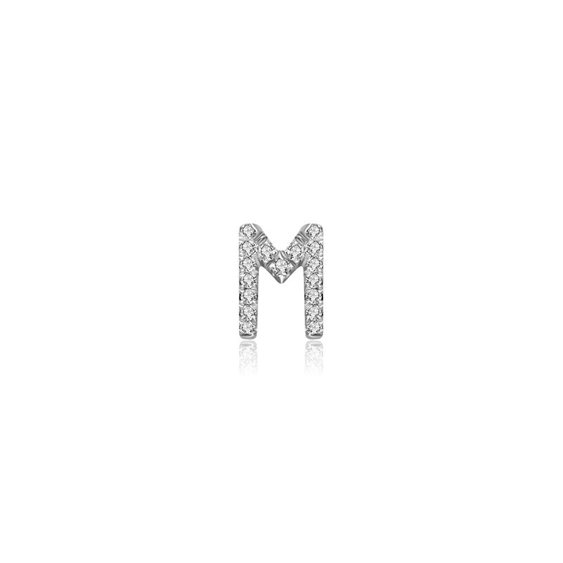 18k Gold Initial Letter "M" Diamond Pendant - Genevieve Collection