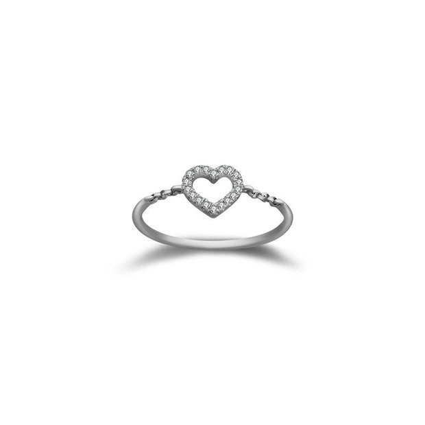 18k Gold Petite Heart Diamond Ring - Genevieve Collection