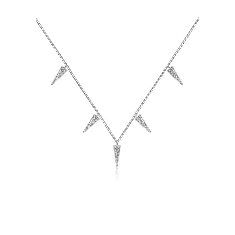 18k Gold Pointed Triangle Shape Diamond Necklace / Choker - Genevieve Collection