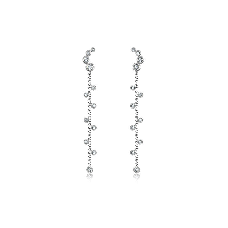 18k Gold Round Pattern Dangle Diamond Earring - Genevieve Collection
