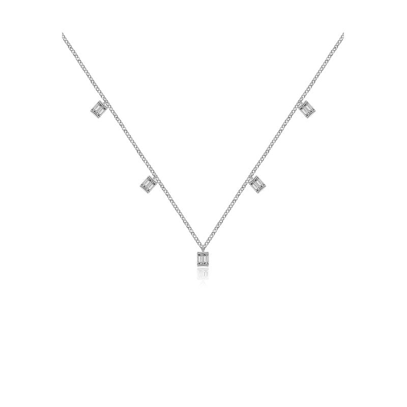 18k Gold Square Shape Diamond Necklace / Choker - Genevieve Collection