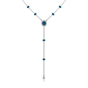 18k Gold By the Yard Sapphire Dangle Necklace - Genevieve Collection