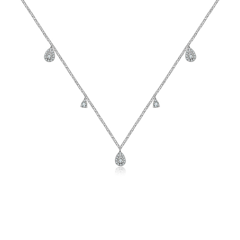 18k Gold Drop Shape Diamond Necklace / Choker - Genevieve Collection