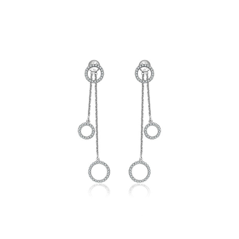 18k Gold Hollow Round Shape Diamond Dangle Earring - Genevieve Collection