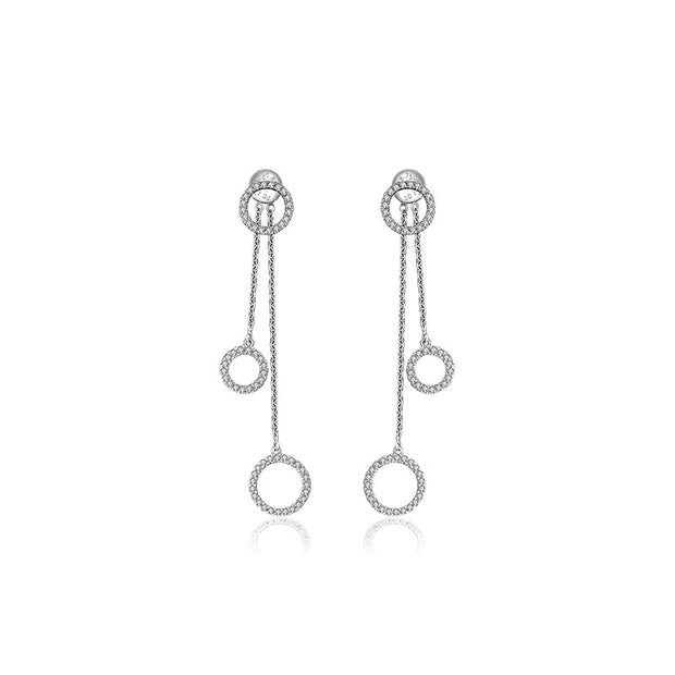 18k Gold Hollow Round Shape Diamond Dangle Earring - Genevieve Collection