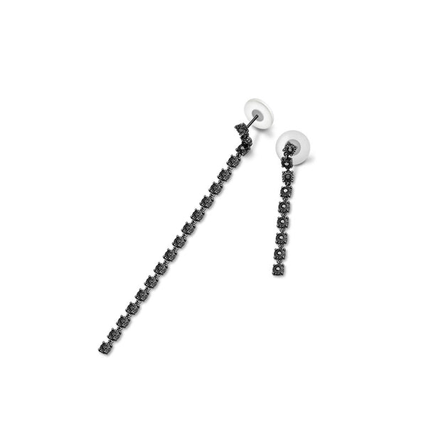 18k Gold Dangle Asymmetry Black Diamond Earring - Genevieve Collection
