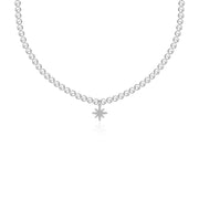 18k Gold Star Shape Diamond & Pearl Necklace - Genevieve Collection