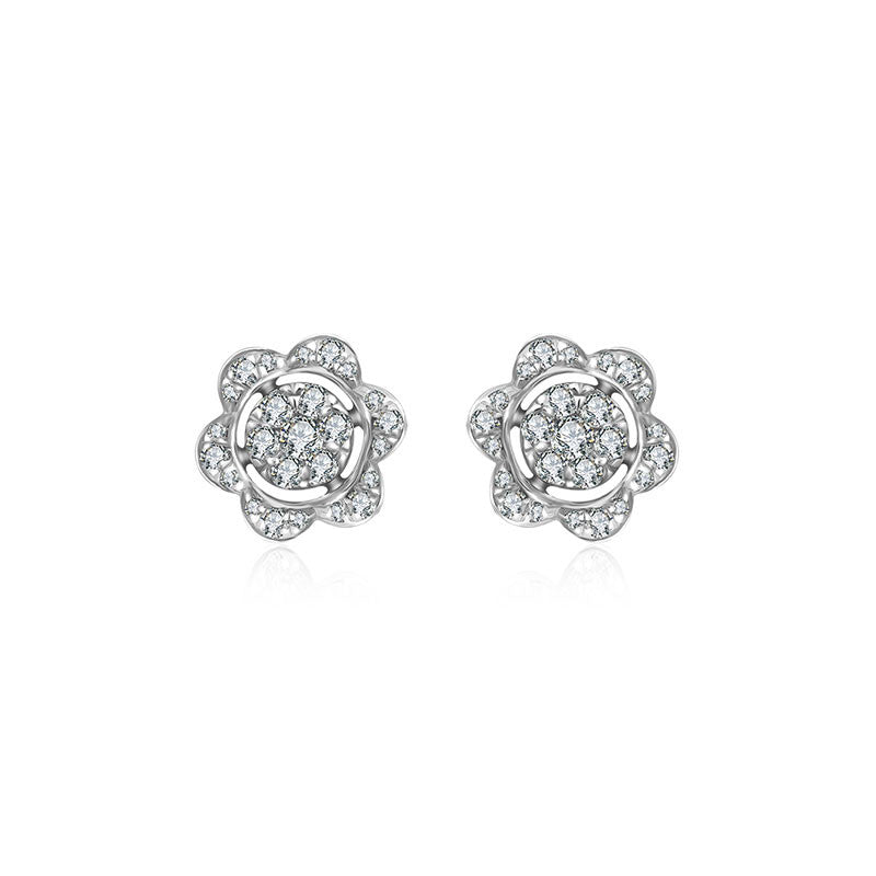 18k Gold Flower Shape Diamond Earring - Genevieve Collection