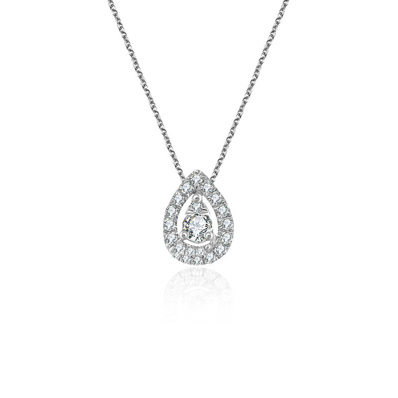 18k Gold Water Drop Shape Diamond Necklace - Genevieve Collection