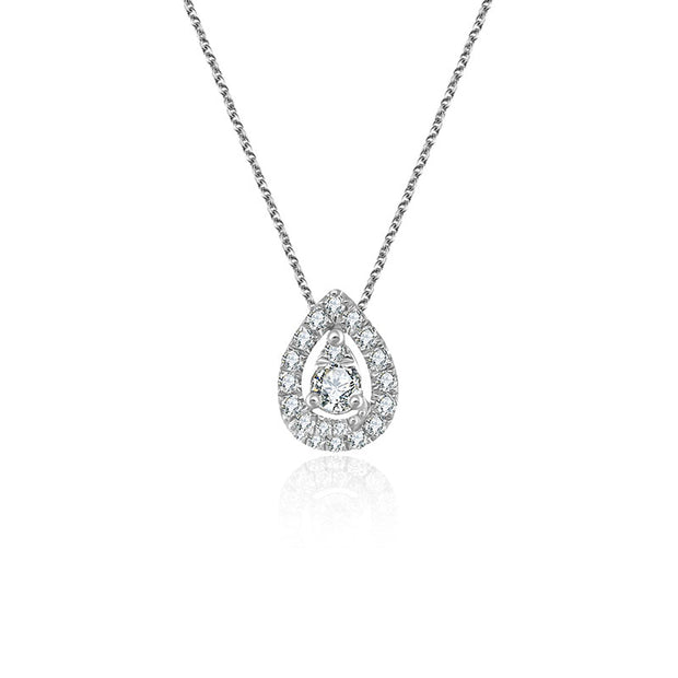 18k Gold Water Drop Shape Diamond Necklace - Genevieve Collection