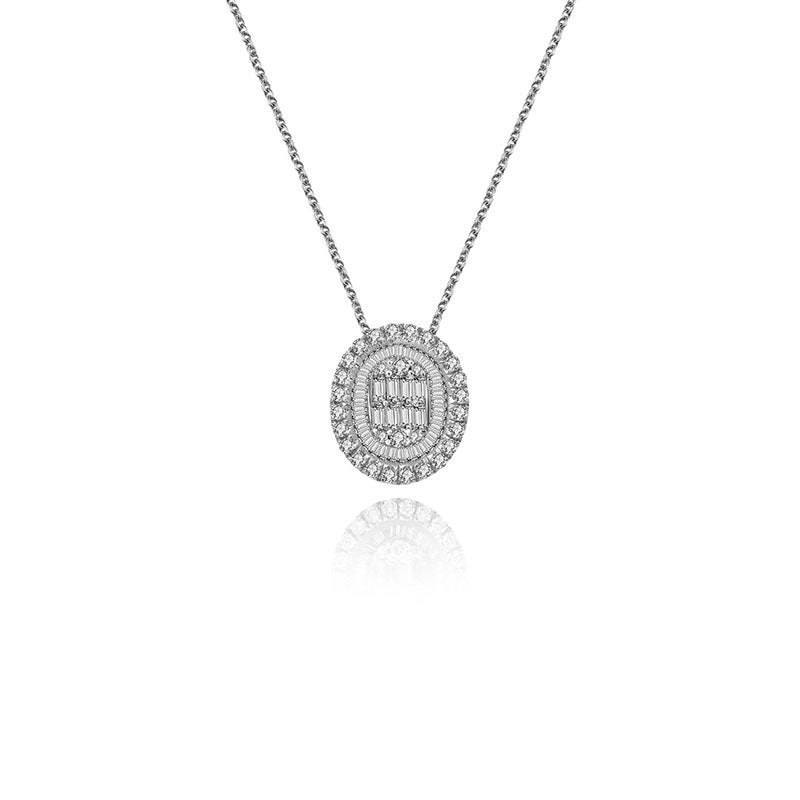 18k Gold 2 ways Round Diamond Necklace - Genevieve Collection