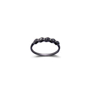 18k Gold Hexagon Pattern Black Diamond Ring - Genevieve Collection