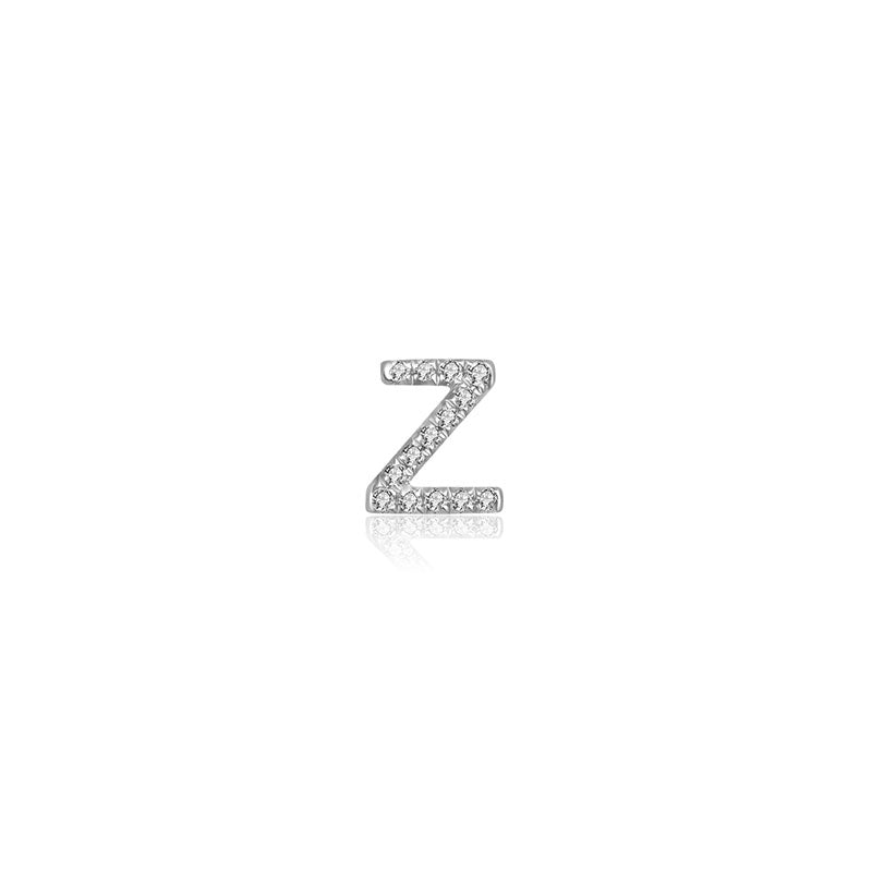 18k Gold Initial Letter "Z" Diamond Pendant - Genevieve Collection