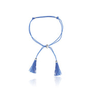 18k Gold Blue Tassel Bracelet with Gold Beads - Genevieve Collection