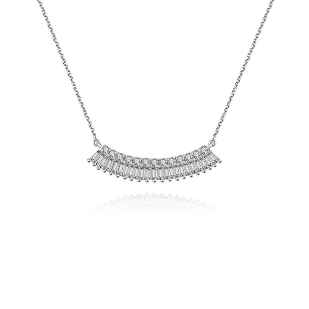 18k Gold Curve Shape with Rectangle Diamond Necklace - Genevieve Collection
