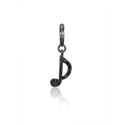 18k Gold Eighth Note Sign Black Diamond Charms - Genevieve Collection