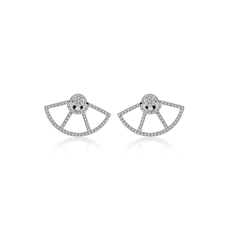 18k Gold Fan Shape Diamond Earring - Genevieve Collection