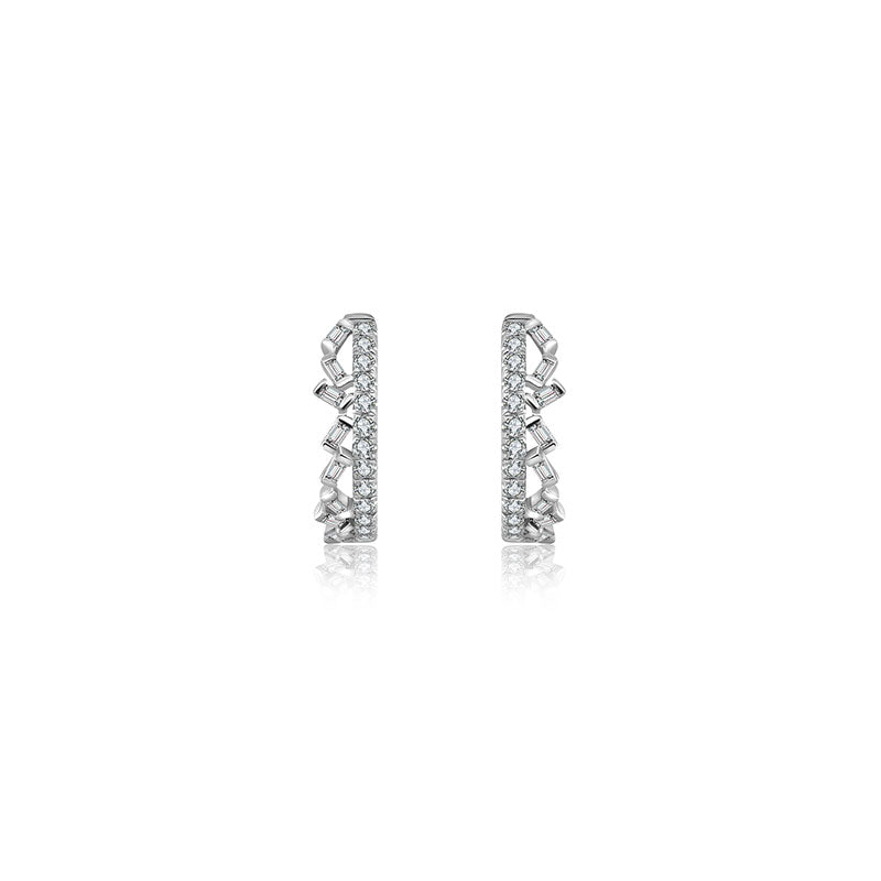 18k Gold Hoop Diamond Earring with Irregular Pattern - Genevieve Collection