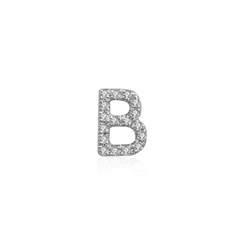 18k Gold Initial Letter "B" Diamond Pendant - Genevieve Collection