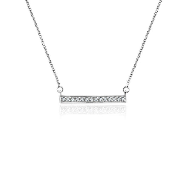 18k Gold Rectangle Diamond Necklace - Genevieve Collection