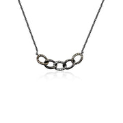 18k Gold Chain Shape Black Diamond Necklace With Black Gold - Genevieve Collection